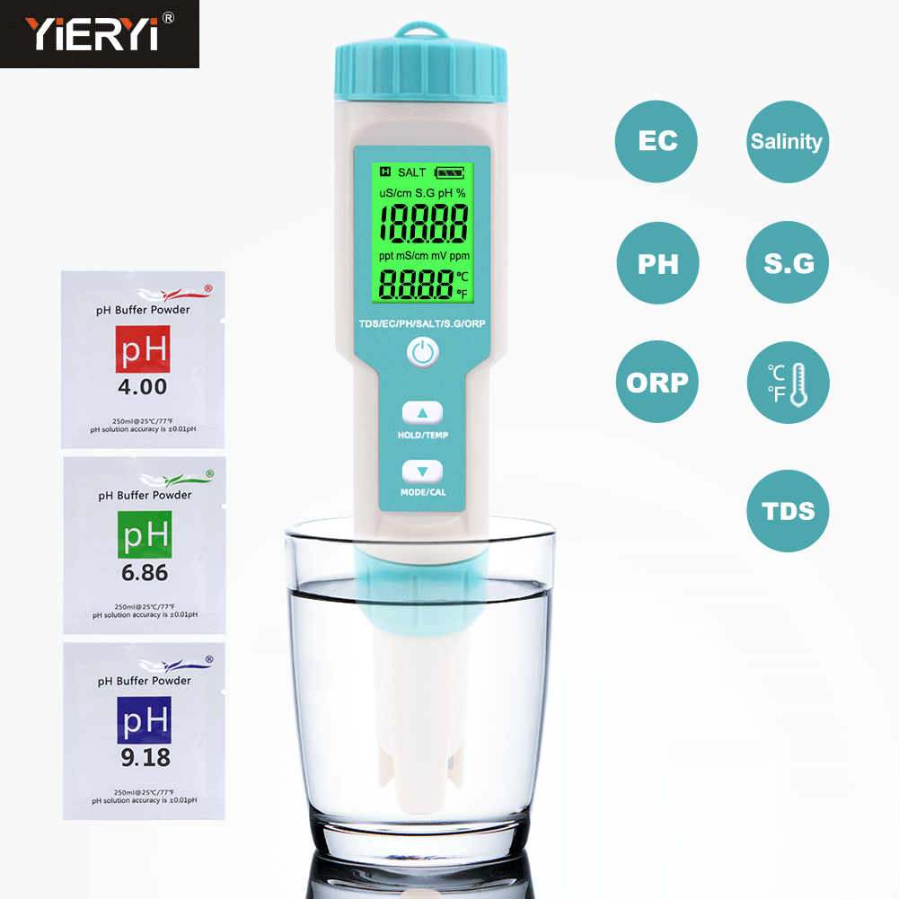Ec Meter Digital - Nuevo 7 en 1 PH/TDS/EC/ORP/salinidad/S. Medidor