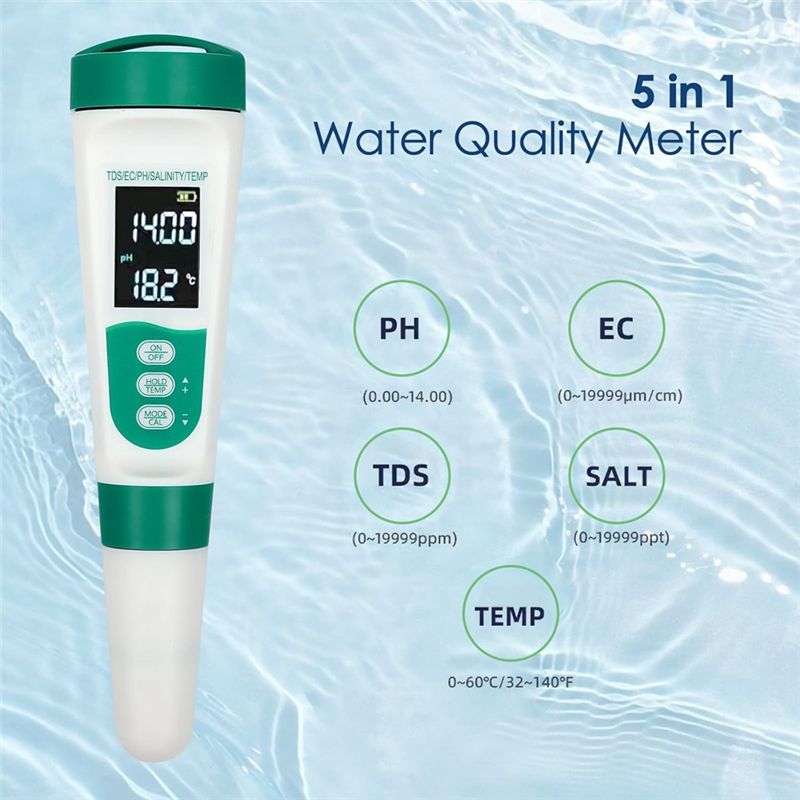 Medidor de PH Digital 5 en 1 A - Ec Meter Digital reseña y precio